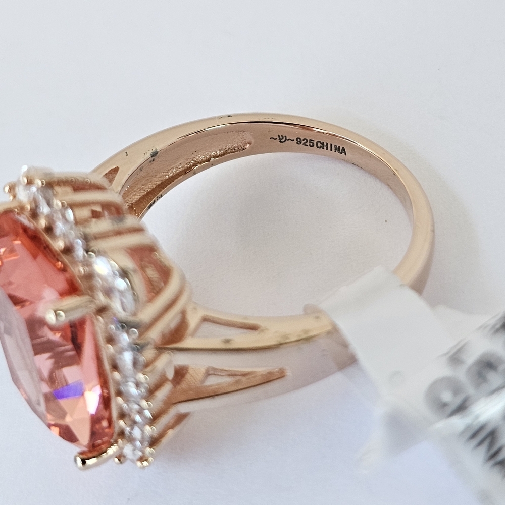 Charles Winston Padparadscha Sapphire  Ring 18k Rose Gold Vermeil Size 7 New - Picture 5 of 10